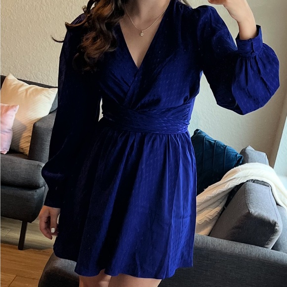 Express Royal Blue Long Sleeve Dress - Picture 1 of 5
